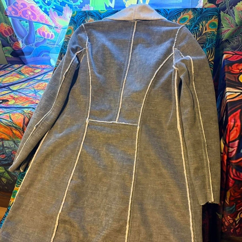 Anthropologie Amadi Camilla Gray Faux Suede Duster Jacket Size S Made in USA - Picture 6 of 8